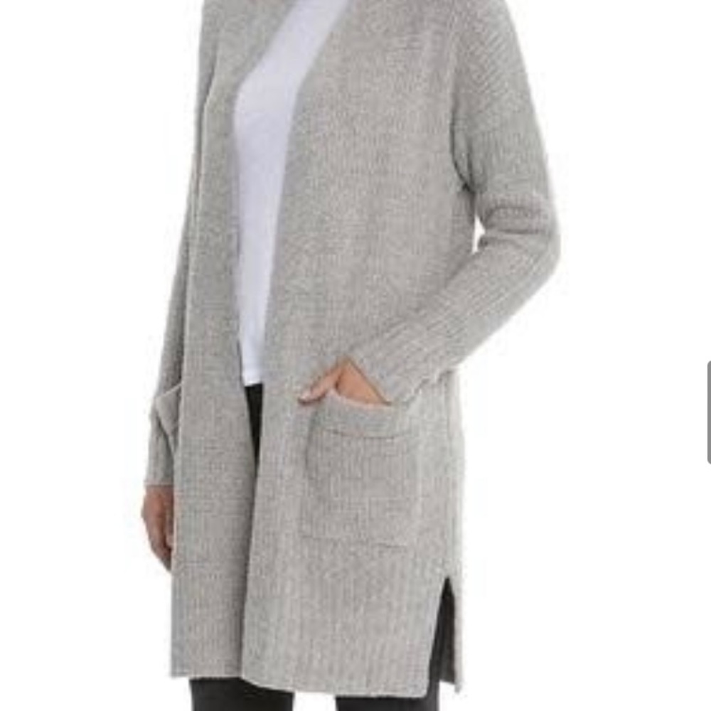 Barefoot Dreams Cozy Chic Lite Long Cardigan in Pewter/Silver size S